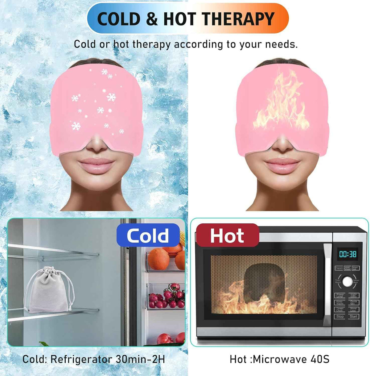 Instant Headache Relief Cap | Cooling Gel Migraine Relief Hat | Hot & Cold Therapy for Head Comfort