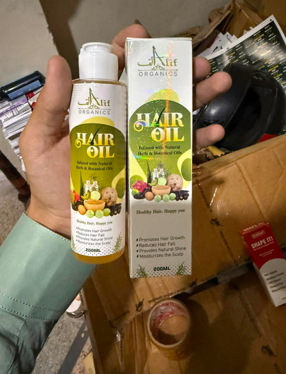 Alif Organics Natural Hair Oil 200ml – Herbal & Botanical Hair Oil for Stronger, Healthier Looking Hair