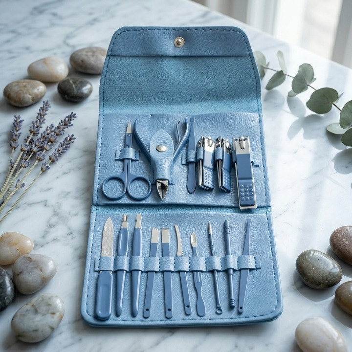 16-Piece Premium Personal Manicure & Pedicure Grooming Kit – Professional Stainless Steel Nail Clippers & Care Set with Travel Case