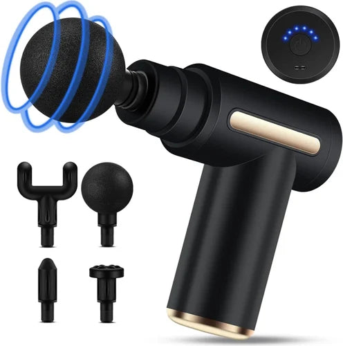 4-in-1 Electric Massage Gun – 6-Speed Deep Tissue Muscle Massager with 4 Massage Heads, USB Type-C Rechargeable, Portable Handheld Body Therapy Device (Random Color)