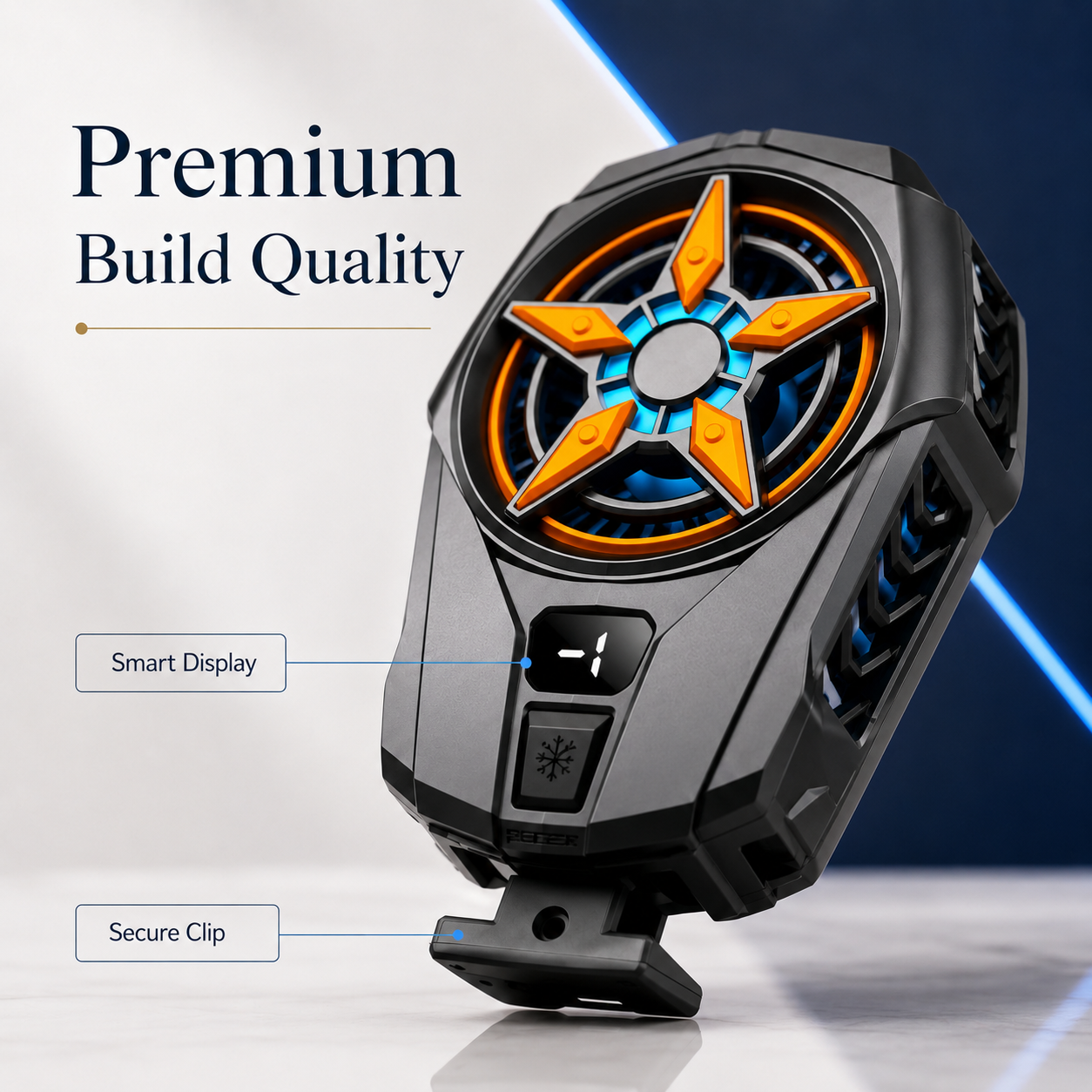 SL09 Mobile Phone Cooler Fan with Smart Digital Display, Fast Cooling Rear Radiator for Gaming & Smartphones