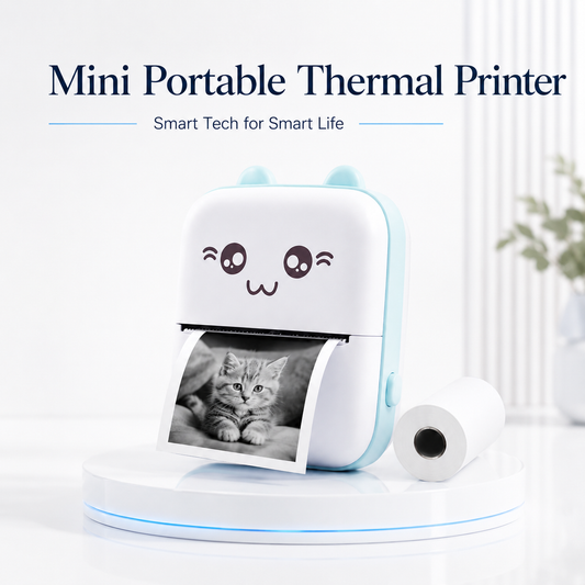 Mini Portable Thermal Printer Wireless Bluetooth Pocket Photo Printer with Paper Roll