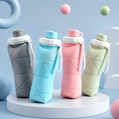 Premium Foldable Silicone Water Bottle | Leakproof Collapsible Travel Sports Bottle