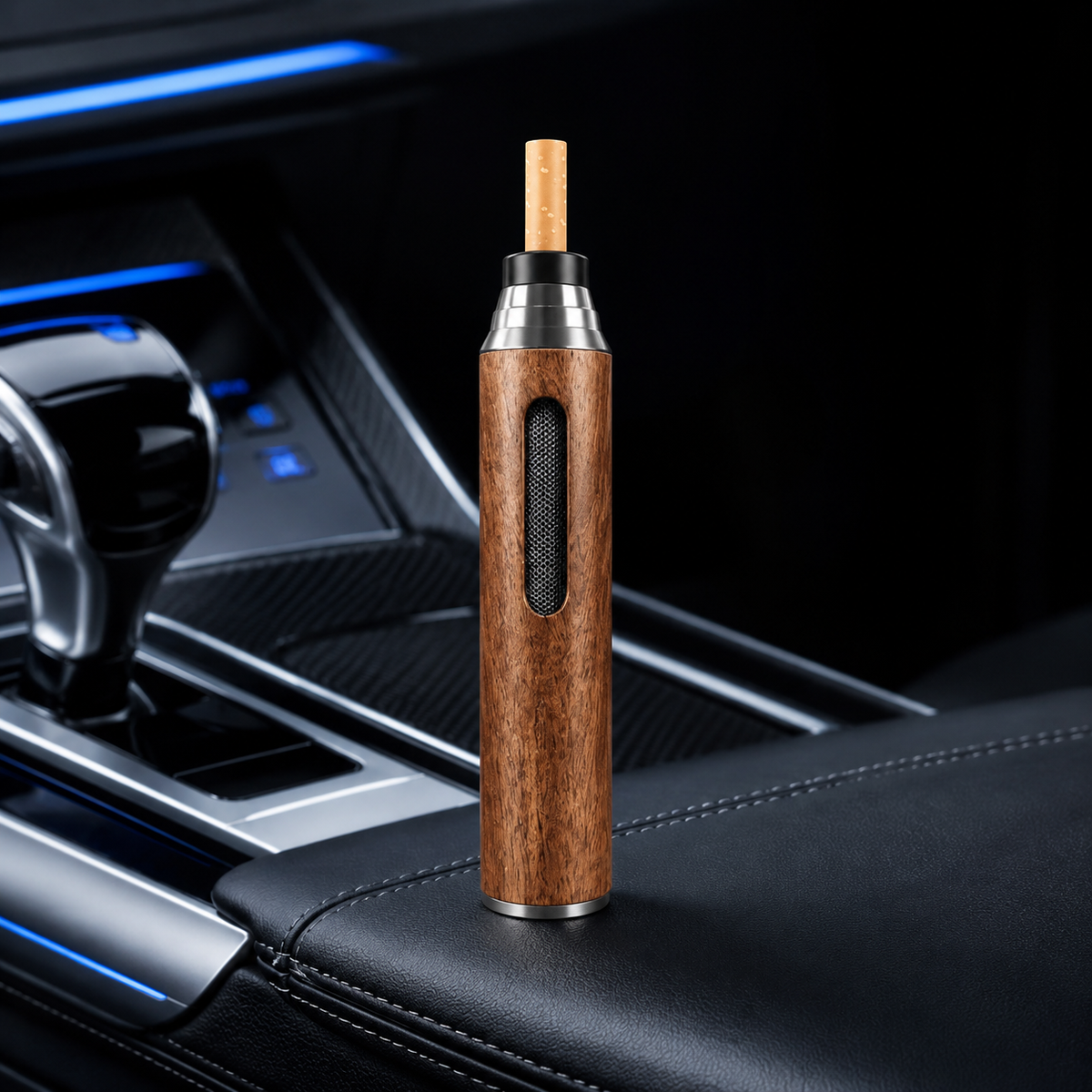 Premium Wooden Cigarette Holder – Portable Anti-Ash Smoking Sleeve for Car & Desktop Use