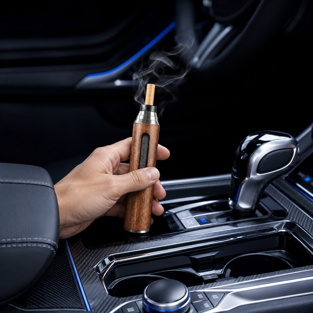 Premium Wooden Cigarette Holder – Portable Anti-Ash Smoking Sleeve for Car & Desktop Use