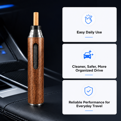 Premium Wooden Cigarette Holder – Portable Anti-Ash Smoking Sleeve for Car & Desktop Use