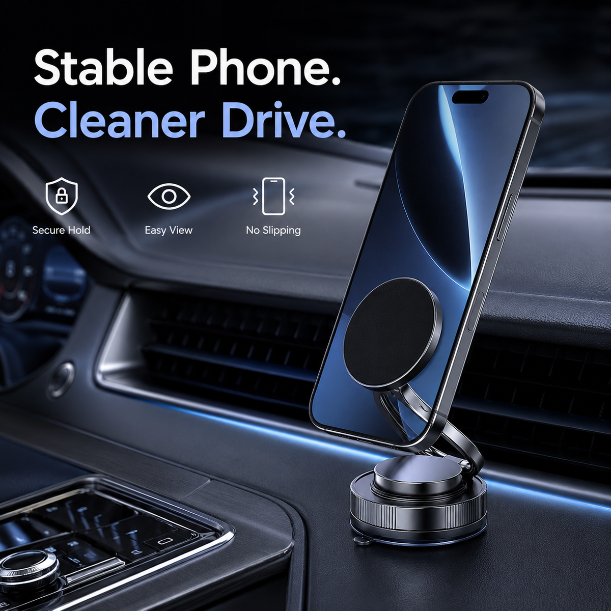 Universal Car & Desk Phone Mount Holder – 360° Adjustable Mobile Stand for Car Dashboard & Office Desk