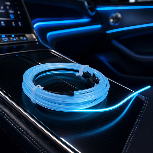 Flexible EL Wire LED Strip Car Interior Ambient Light – Ice Blue 2 Meter Cigarette Lighter Powered