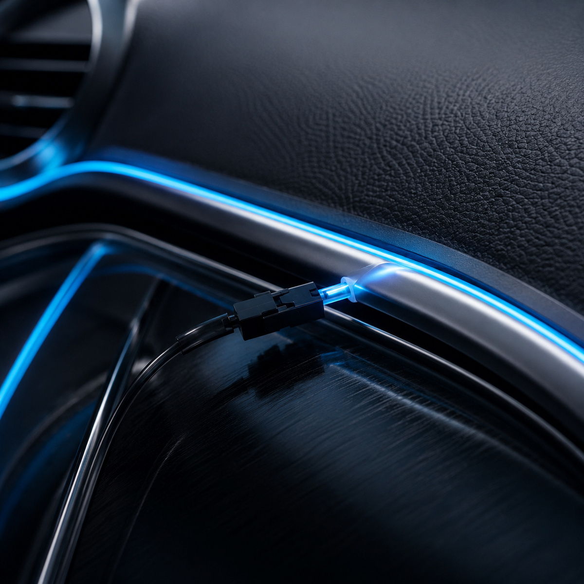 Flexible EL Wire LED Strip Car Interior Ambient Light – Ice Blue 2 Meter Cigarette Lighter Powered