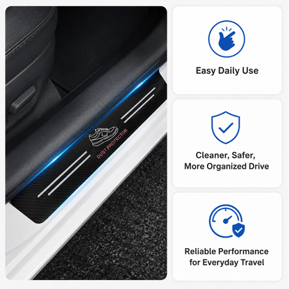 Set of 4 Carbon Fiber Car Door Sill Protector Stickers – Scratch Resistant Anti-Slip Door Guard Strips