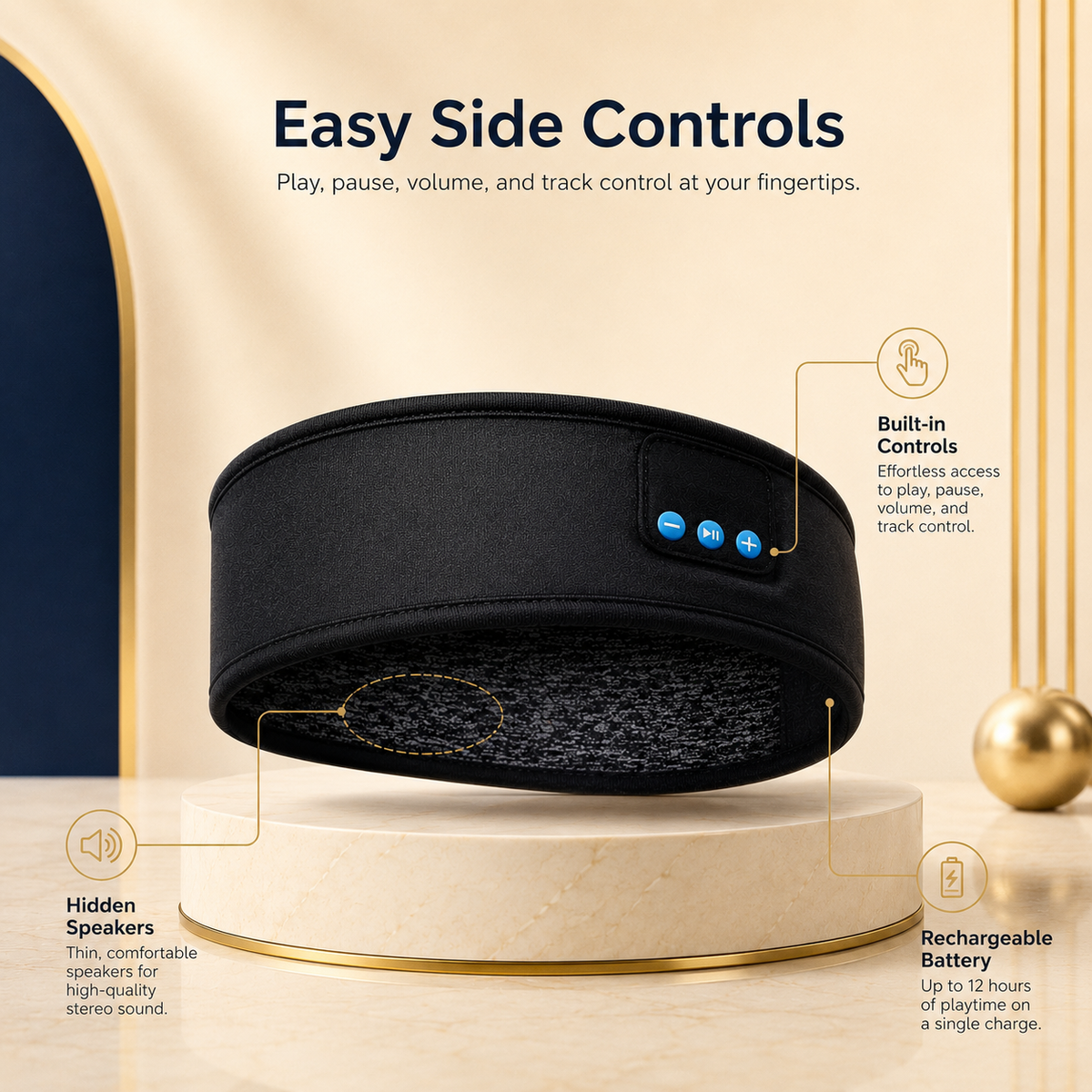 Wireless Bluetooth Music Headband for Sleep, Gym & Travel