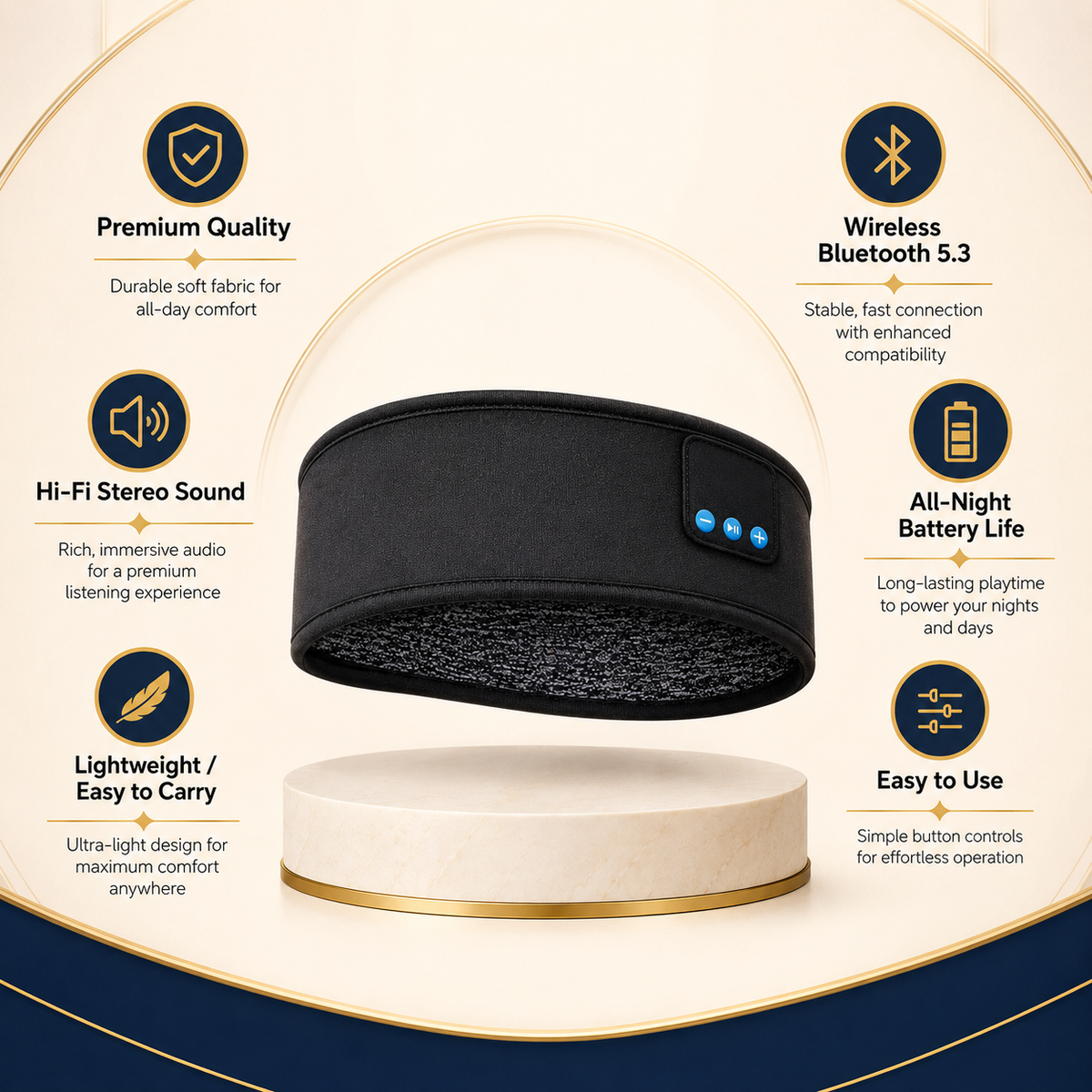 Wireless Bluetooth Music Headband for Sleep, Gym & Travel
