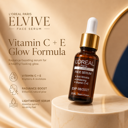 L’Oreal Paris Elvive Anti-Wrinkle & Ultra Whitening Face Serum with Vitamin C + E – 20ml