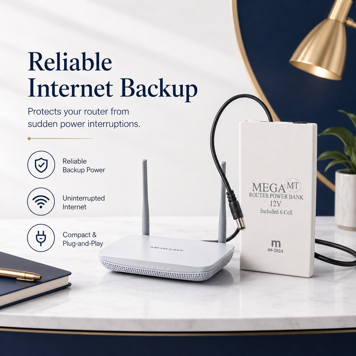 Xiaomi Mi 20000mAh 12V Router Power Bank Mini UPS Battery Backup for WiFi Router