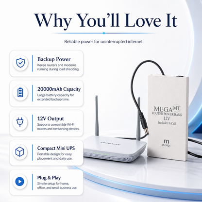 Xiaomi Mi 20000mAh 12V Router Power Bank Mini UPS Battery Backup for WiFi Router