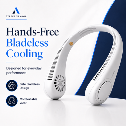 STREET VENDOR Premium Silicone Bladeless Neck Fan – Wearable Personal Air Cooler with Hands-Free Cooling