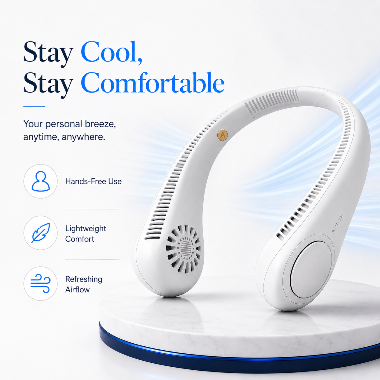 STREET VENDOR Premium Silicone Bladeless Neck Fan – Wearable Personal Air Cooler with Hands-Free Cooling
