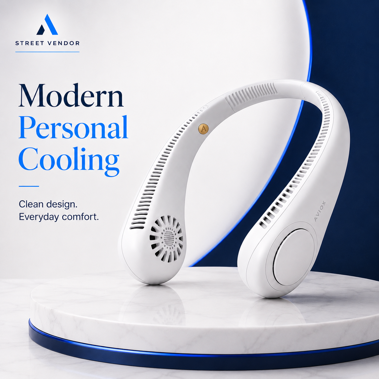 STREET VENDOR Premium Silicone Bladeless Neck Fan – Wearable Personal Air Cooler with Hands-Free Cooling