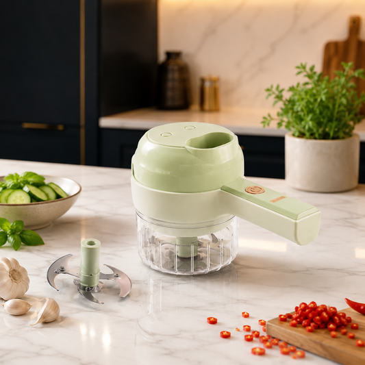 Rechargeable 4 in 1 Electric Vegetable Cutter, Slicer, Chopper, Grinder & Peeler