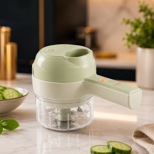 Rechargeable 4 in 1 Electric Vegetable Cutter, Slicer, Chopper, Grinder & Peeler