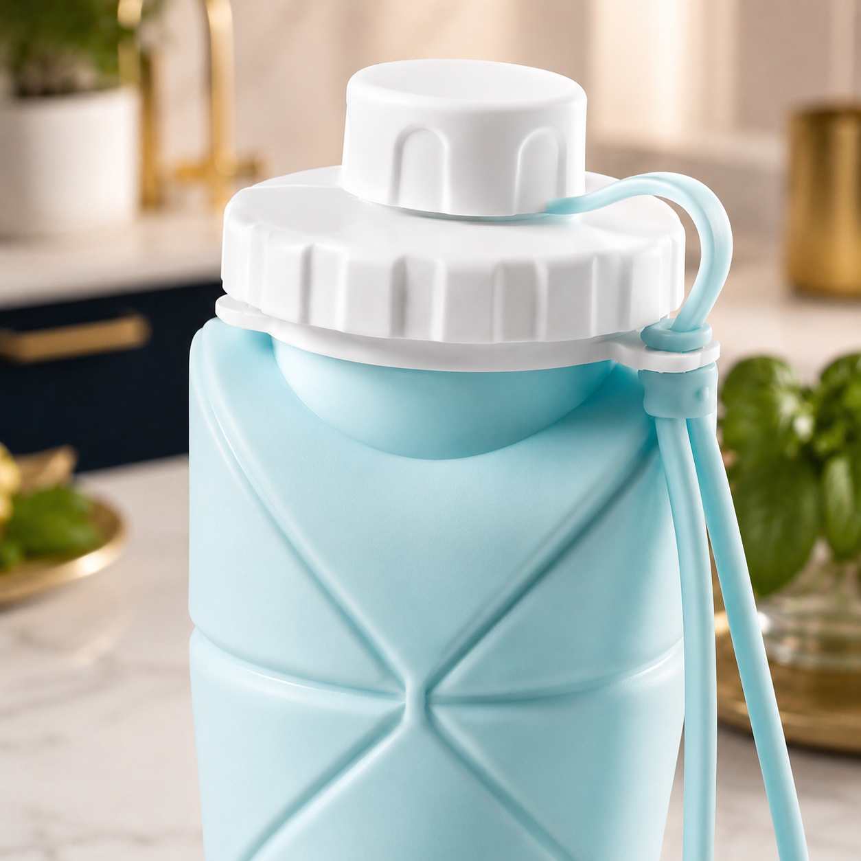 Silicone Foldable Water Bottle 600ml – Portable Travel Collapsible Bottle for Gym, Office & Outdoor Use