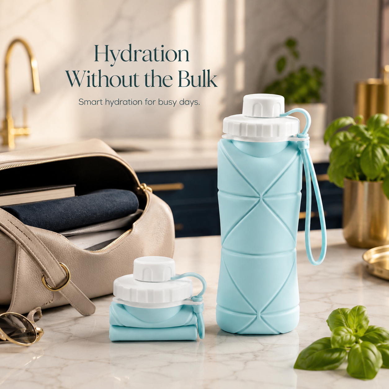 Silicone Foldable Water Bottle 600ml – Portable Travel Collapsible Bottle for Gym, Office & Outdoor Use