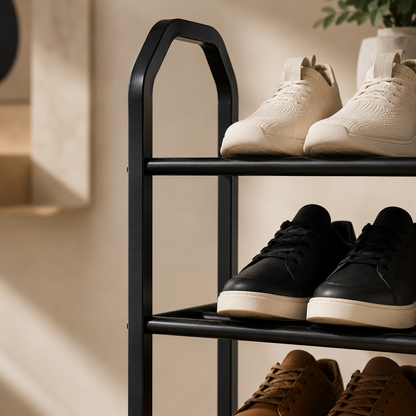 4-Layer Portable Shoe Rack with Dustproof Cover – Space Saving Shoe Organizer for Home & Closet (Plastic + Metal Body)
