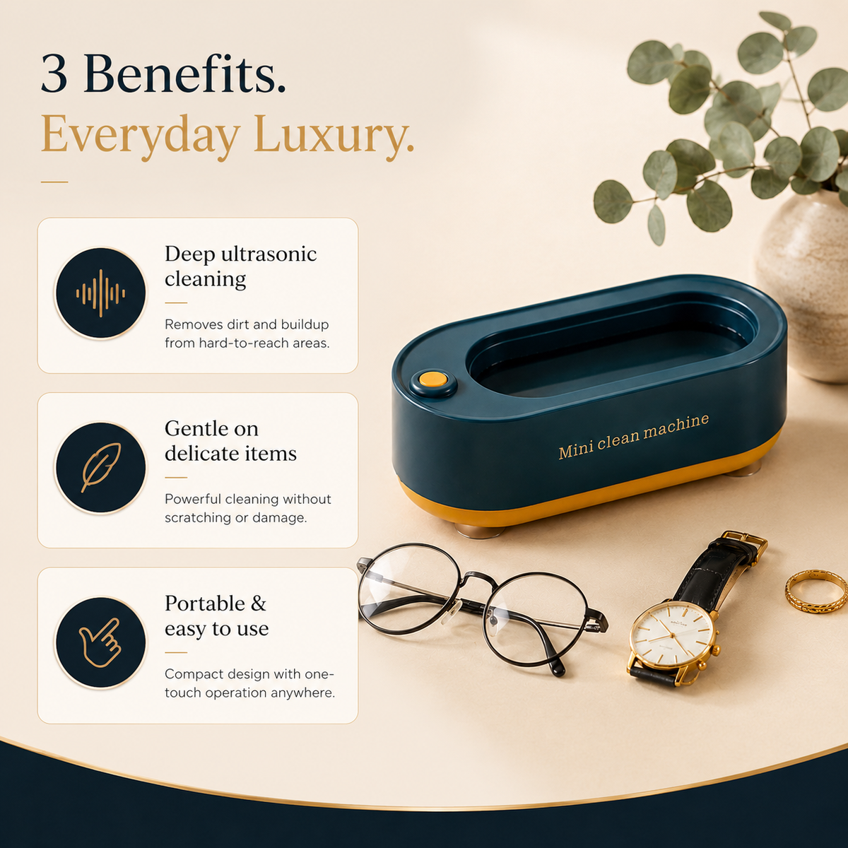 Portable Ultrasonic Cleaner Machine – High Frequency Jewelry, Glasses & Watch Cleaning Device (Random Color)