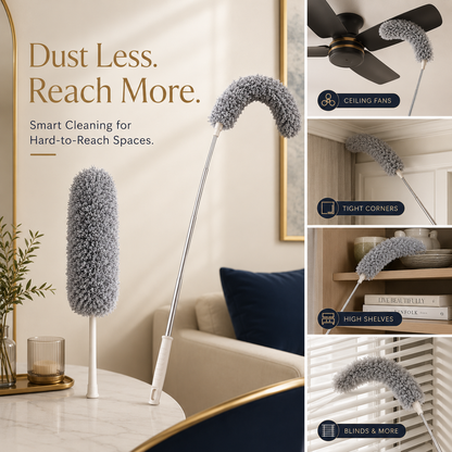 Microfiber Fan Duster with Telescopic Extendable Handle – 360° Flexible Dust Cleaner for Home & Office