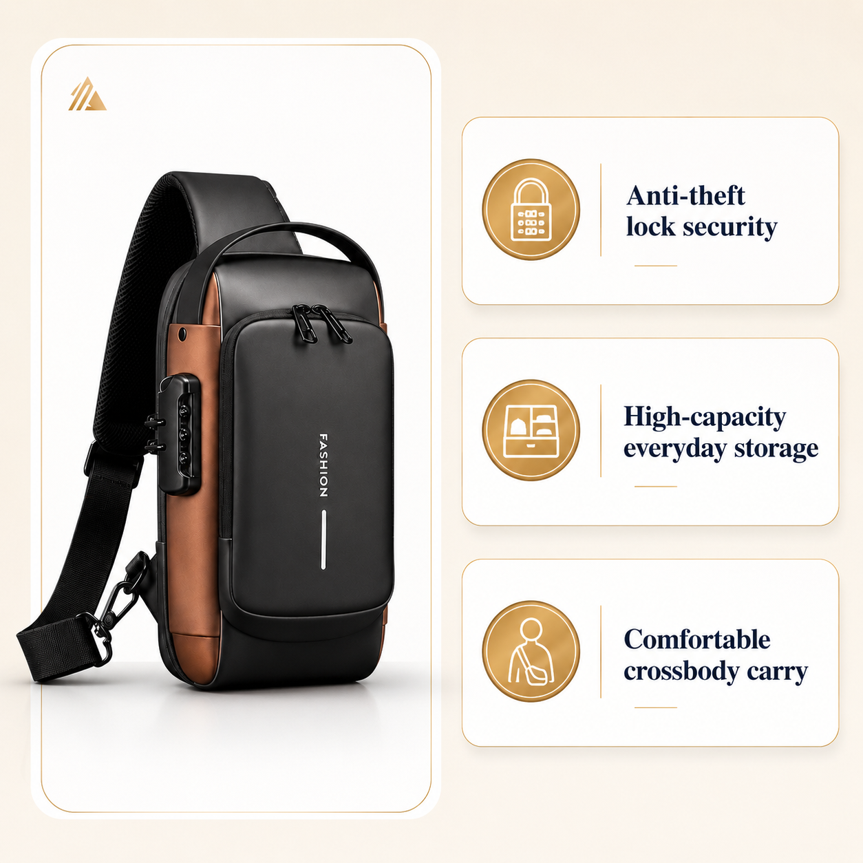 Premium Anti-Theft Sling Bag with Password Lock – Large Capacity Crossbody Travel & Shoulder Chest Bag