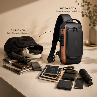 Premium Anti-Theft Sling Bag with Password Lock – Large Capacity Crossbody Travel & Shoulder Chest Bag