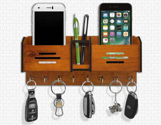 Multipurpose Wooden Key Holder for Wall – Decorative Key Hanger & Home Décor Organizer for Entryway, Living Room & Office