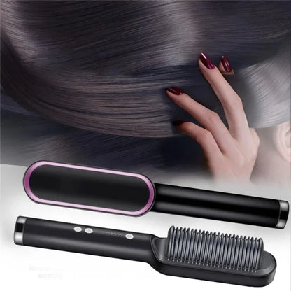 HQT-909B 2-in-1 Electric Hair Straightening & Curling Comb Brush – Professional Hair Styler, Non-Damaging, Fast Heating (Random Color)