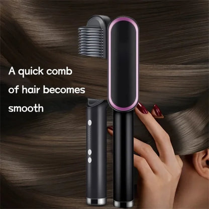 HQT-909B 2-in-1 Electric Hair Straightening & Curling Comb Brush – Professional Hair Styler, Non-Damaging, Fast Heating (Random Color)
