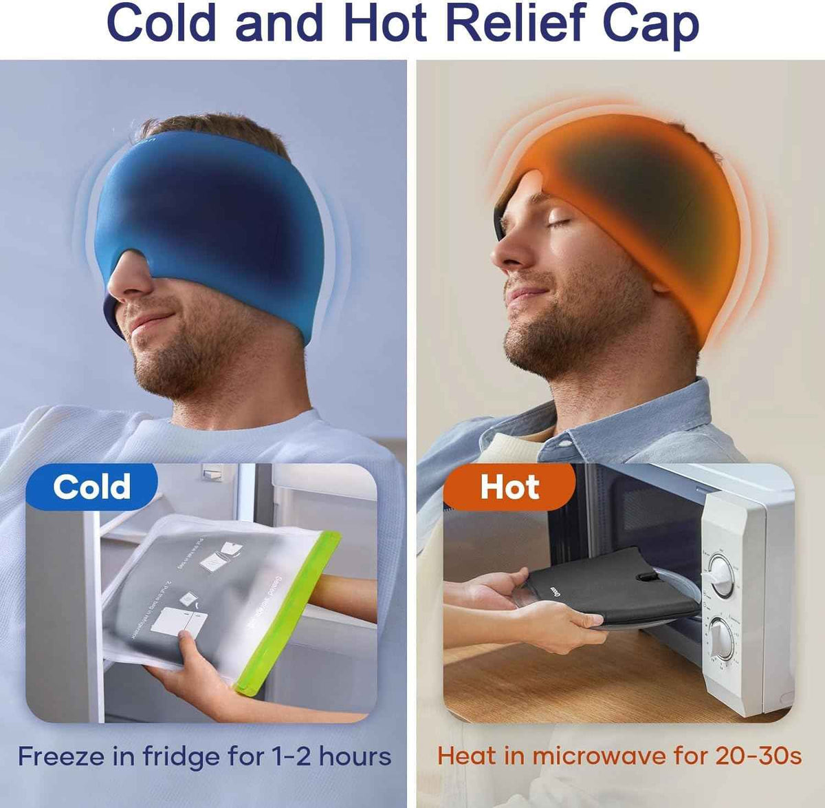 Instant Headache Relief Cap | Cooling Gel Migraine Relief Hat | Hot & Cold Therapy for Head Comfort